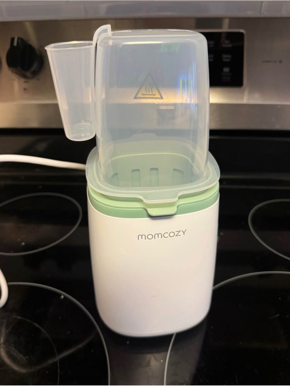 Momcozy Electric Bottle Sterilizer & Warmer - White with Mint Green